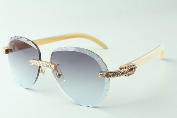 

exquisite classic xl diamond sunglasses 3524027, natural white buffalo horn temples glasses, size: 18-140 mm, White;black