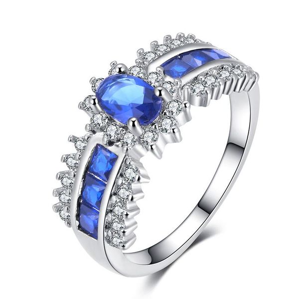 

wedding rings cubic zirconia finger exquisite blue white purple crystal engagement for women jewelry gifts, Slivery;golden