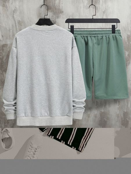 

men vertical striped kimono with shorts d5u4#, Gray