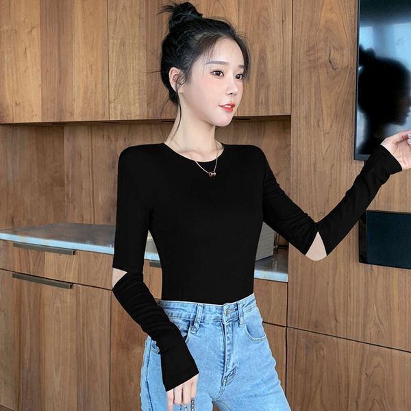 

black thread knitted bottomed sweater women's long sleeve new style in autumn and winter, White
