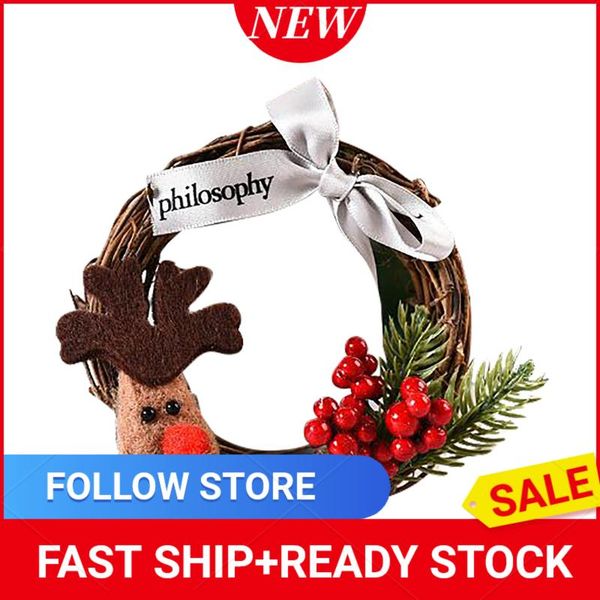 

decorative flowers & wreaths navidad autumn berry artificial garland front door wreath xmas home decor greens rattan