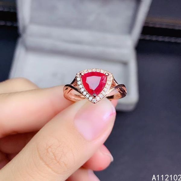 

cluster rings kjjeaxcmy fine jewelry s925 sterling silver inlaid natural ruby girl lovely adjustable ring support test chinese style, Golden;silver