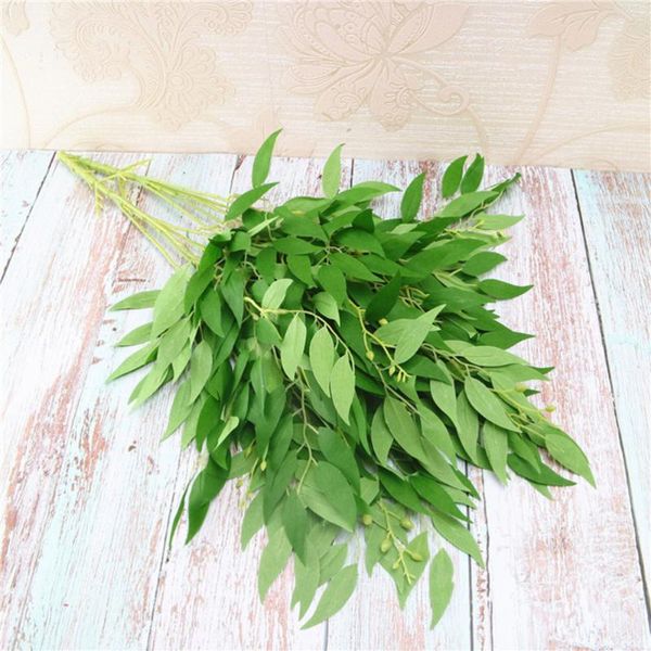 

5 fork simulation willow leaves home decoration artificial plants party decoration supplies for living room(green)