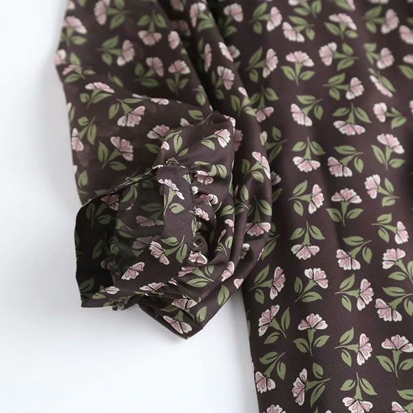 

2021 spring new print women long sleeve vintage es vestido d6b8, White