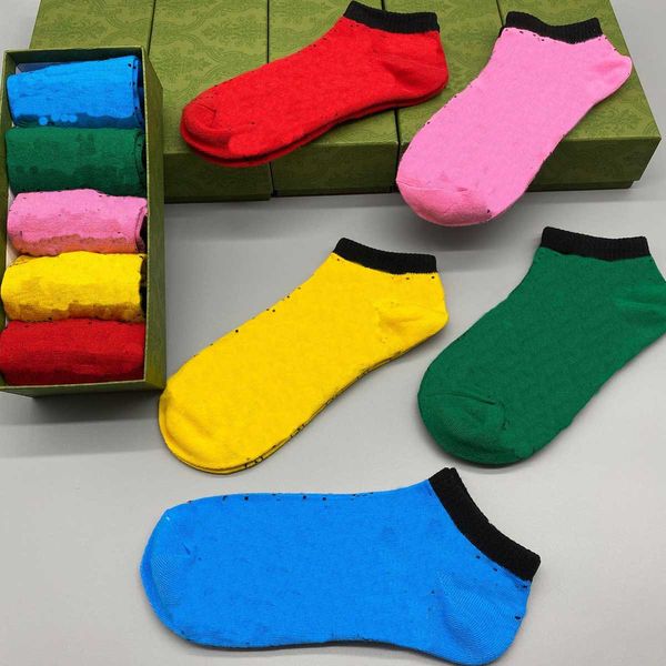 

fashion women men socks pattern print short sockings casual sport sock women socking 5pairs/lot mixed color with box, Black