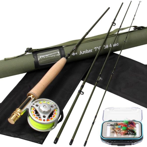 

rod reel combo line wf3f green archer 7634 +alc 3/4 silver + 20lb 50yds