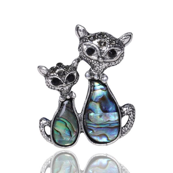 

factory fashion lovers abalone cat electroplating ancient silver shell material brooch christmas