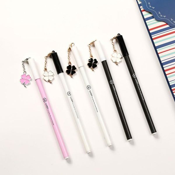 

gel pens 12pcs novelty four-leaf clover pen lucky grass pendant fun kids gift art accessories school office supply kawaii stationary