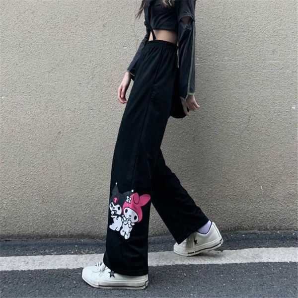 

women's pants & capris black cool amine women summer cargo trousers streetwear cute pencil harajuku fashion hip hop female high street, Black;white