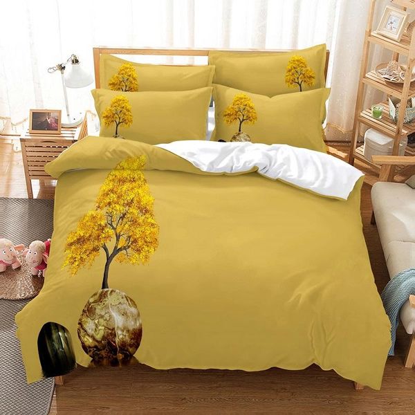 

bedding sets solid yellow print duvet cover set 3d digital printing bed linen fashion design comforter