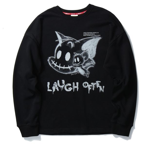 

2021 new harajuku pullover japanese cartoon streetwear oversized winter for women kawaii clothes womens clothing sweatshirts 8wx1, Black