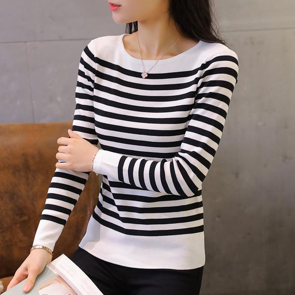 

women's sweaters 2021 autumn sweater women stripe knitted winter and pullover female tricot jersey jumper pull femme, White;black