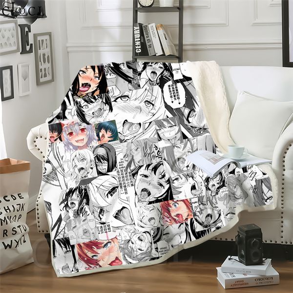 

cloocl new ahegao desire girl 3d print harajuku conditioning blanket sofa teens bedding throw blankets plush quilt