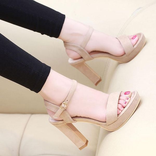 

sandals summer korean 11cm high heels thick with waterproof platform open toe women sandals11, Black