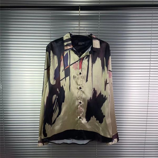 

2021 erd silk shirt hip-hop streetwear melancholy rich second generation abstract art new style women men slim e.r.d shirts ncqz, Black