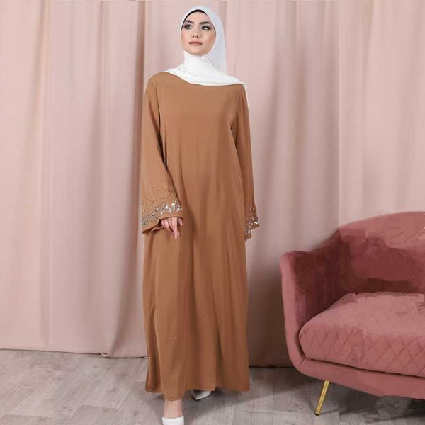 

ethnic clothing dubai abaya djellaba moroccan kaftan women diamond braided finish with long sleeved muslim hijab maxi dress arabic islamic e, Red