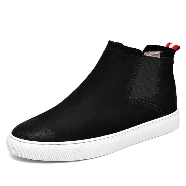

new fashion winter leather casual ankle snow soft men boots, Black