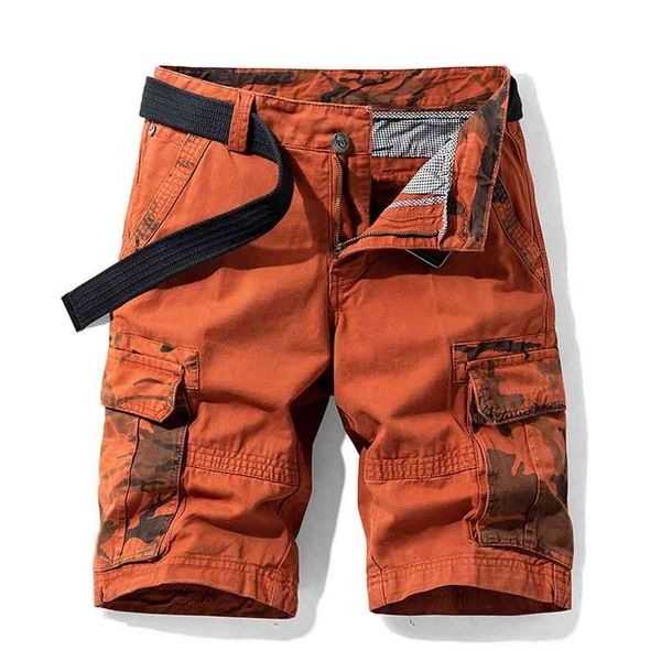 

drop cotton cargo shorts mens casual workout military men's camouflage multi-pocket short pants men pant 210712, White;black