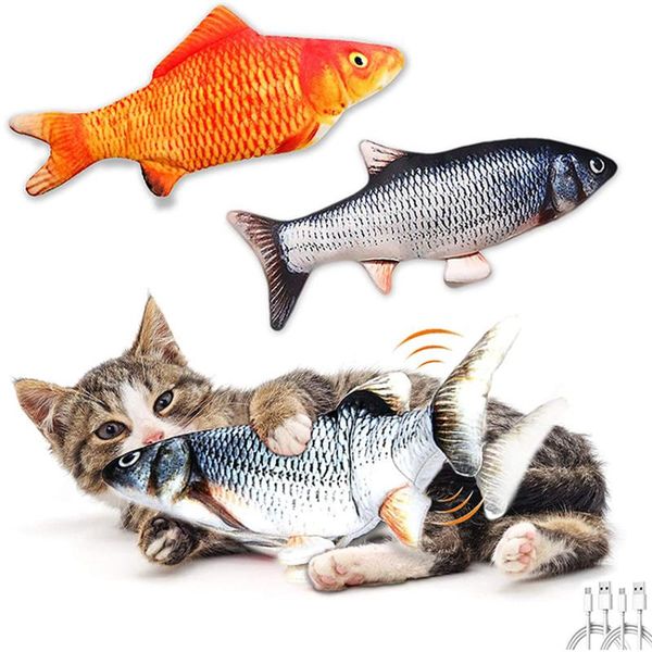 

cat toys electric fish interactive usb charging realistic 3d floppy for cats puppy dog pet chew bite supplies