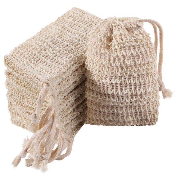 

20pcs soap exfoliating bags natural ramie soap bag mesh with drawstring tub and shower