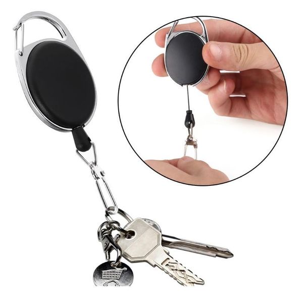 

retractable reel ajustable wire rope keychain with carabiner anti-theft antilost retracta jlllsx