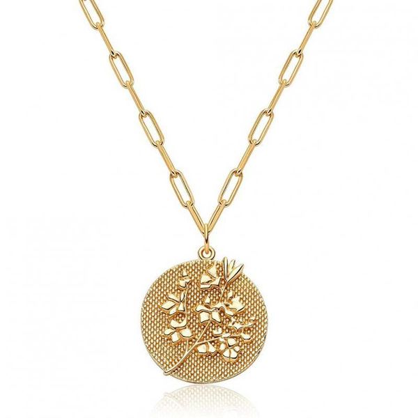 

chains surflove coin pattern pendant round paperclip gold-plated trendy beautiful necklace ranking party banquet event accessories, Silver