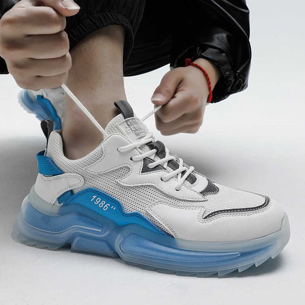 

men's summer 2021 trendy shoes mesh breathable sneakers thick soled elevated running sneaker man
