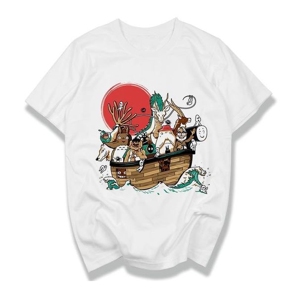 

studio ghibli miyazaki hayao spirit away peach blossom anime kawaii totoro cartoon women 3d printed summer t shirts, White