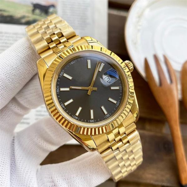 

wristwatches 41mm automatic mechanical mens sports watch waterproof gold black white dial sapphire glass watches stainless steel, Slivery;brown