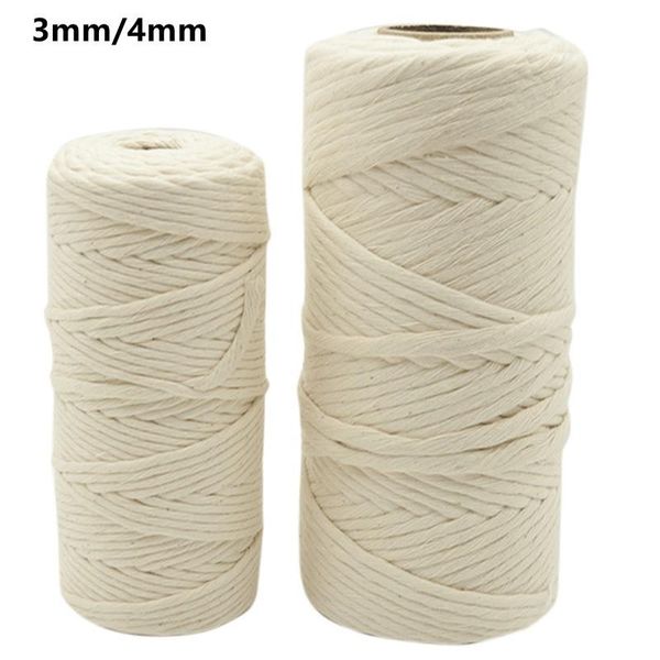 

yarn 3mm 4mm macrame rope twisted string cotton cord for handmade natural beige diy home wedding accessories gift, Black;white