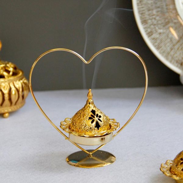 

fragrance lamps golden metal luxury incense burner portable romantic middle east arabic mabkhara candle holde