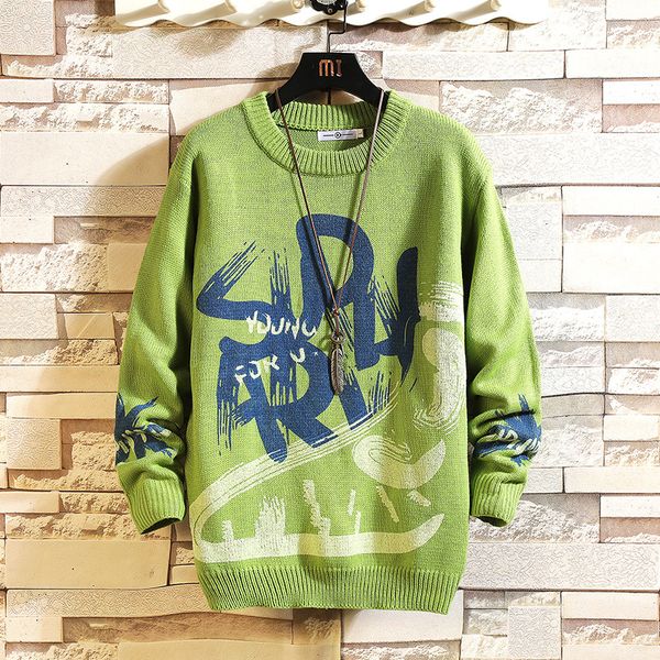 

2021 new sweaters men's black blue green long sleeves autumn winter knitted o-neck plus oversize 5xl c4y1, White;black