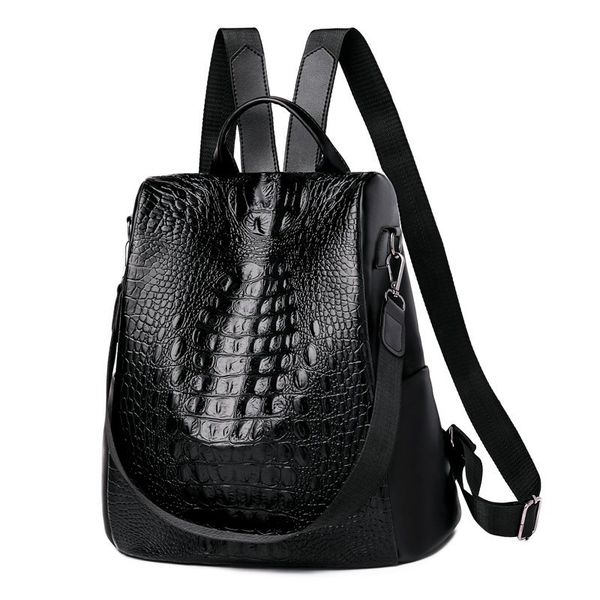 

anti-theft backpack women fashion alligator pu leather casual travel backpack big capacity ladies bag pack new