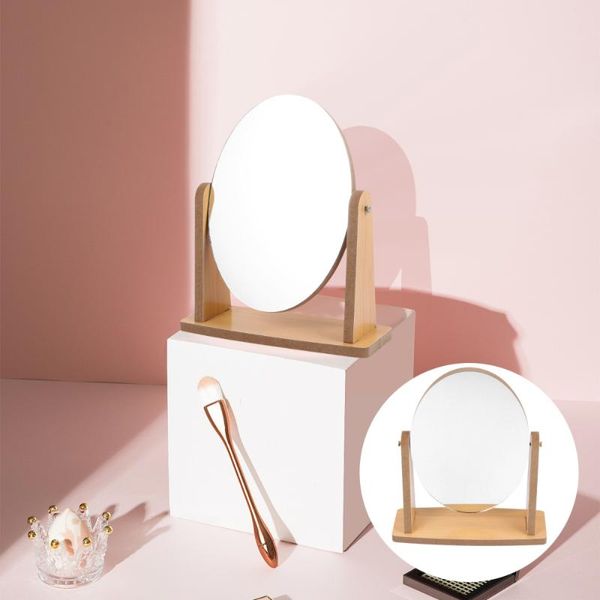 

mirrors vanity makeup mirror with natural wood stand 360 degree swivel desktop