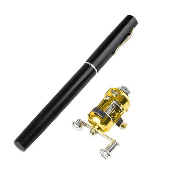 

mini portable pocket fish pen aluminum alloy fishing rod + reel