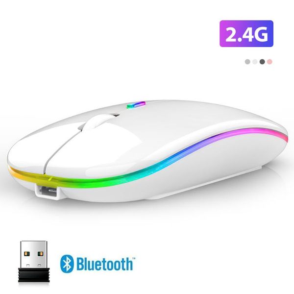 

mice wireless mouse bluetooth dual-mode 2.4g usb charging mute ergonomics 1600dpi for pc laptablet office game luminous