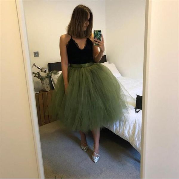

green puffy tutu arrival womens skirt knee length ball gown zipper waistline tulle custom made color size free, Black