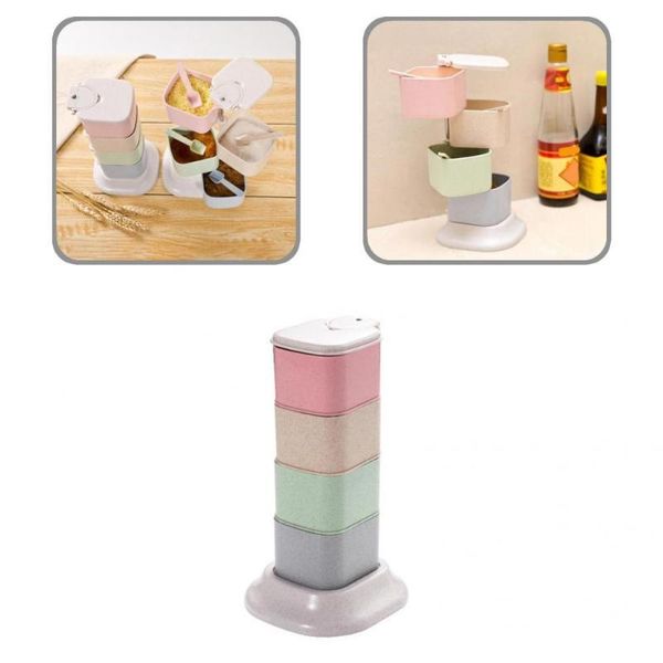 

storage bottles & jars convenient seasoning box exquisite wide application plastic 180 degree rotary container
