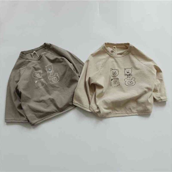 

spring children t shirts cartoon printed korean style baby kids loose long sleeve tees, Blue