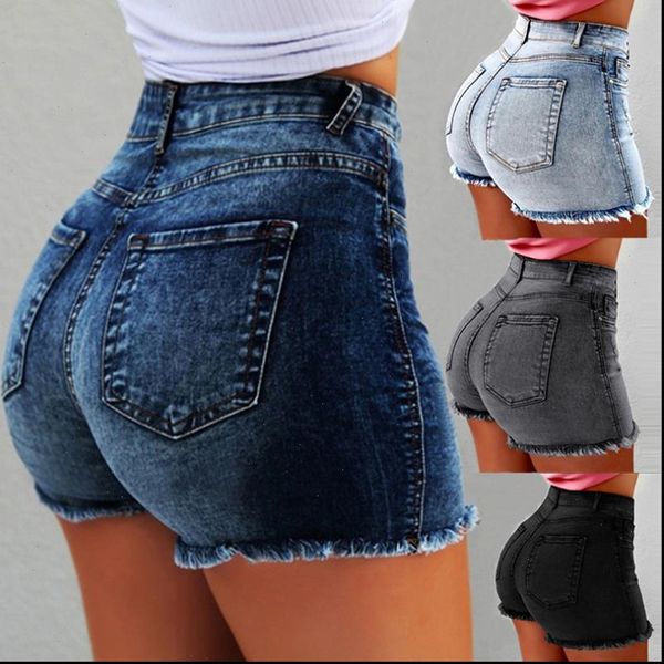 

new women denim shorts 2021 summer high waist jeans shorts female push up tassel skinny blue denim shorts for ladies slim, White;black