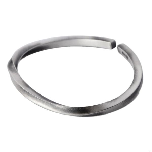 

2021 new fashion real s999 pure distressed diamond-shaped simple men and women sier bracelet opening adjustable gntp, Black