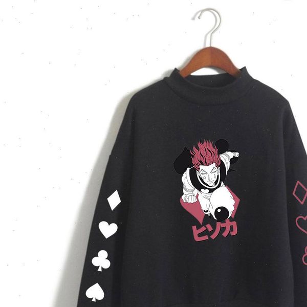 

hunterxhunter fashion turtleneck sweatshirt women men long sleeve sweatshirts hisoka streetwear clothes, Black