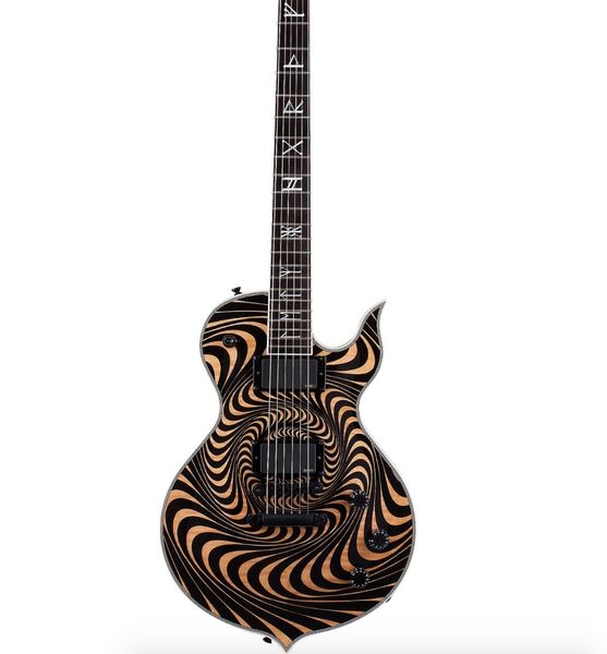 Custom Wylde Odin Graal Graal Charcoal Burst Buzzsaw Guitarra Elétrica em roxo e preto transparente flamed madeira madeira aceita OEM