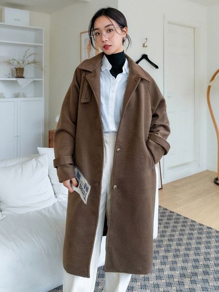

dazy raglan sleeve single breasted overcoat u6g4#, Black