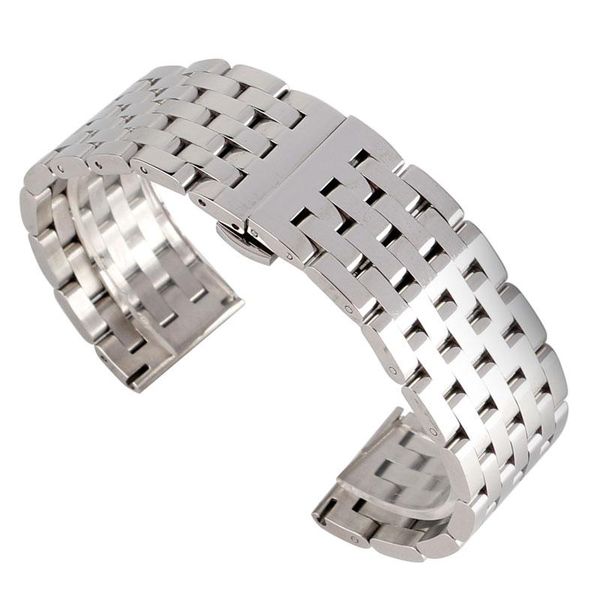 

watch bands silver solid stainless steel band 20mm 22mm strap men women bracelet replace + 2 spring bars 2021, Black;brown