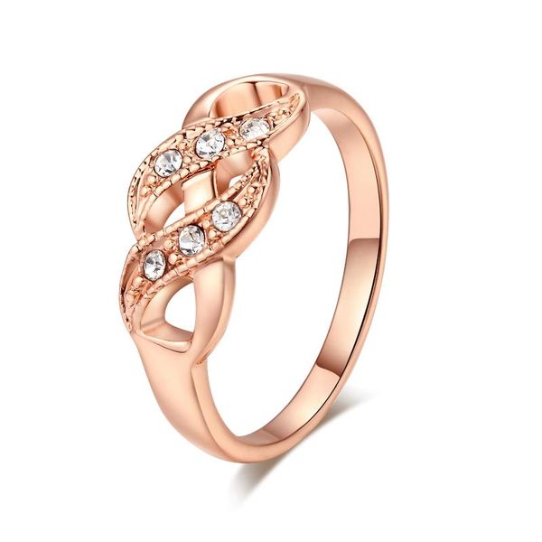 

wedding rings double fair wave infinity for women engagement female women's ring rose gold plated jewelry accessories r226, Slivery;golden