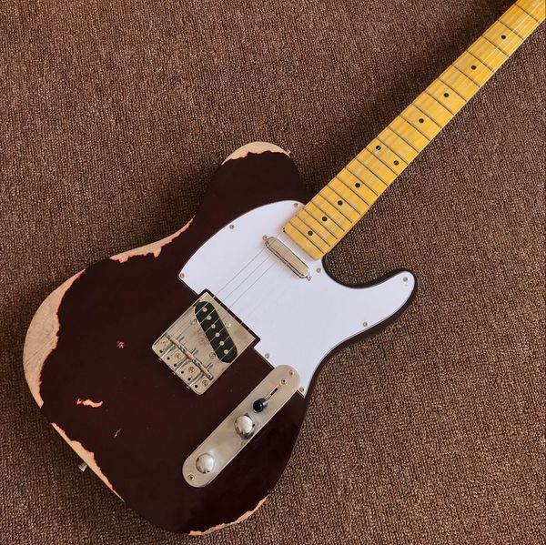 

tele 6 strings maple fingerboard electric guitar relics by hands guitarra
