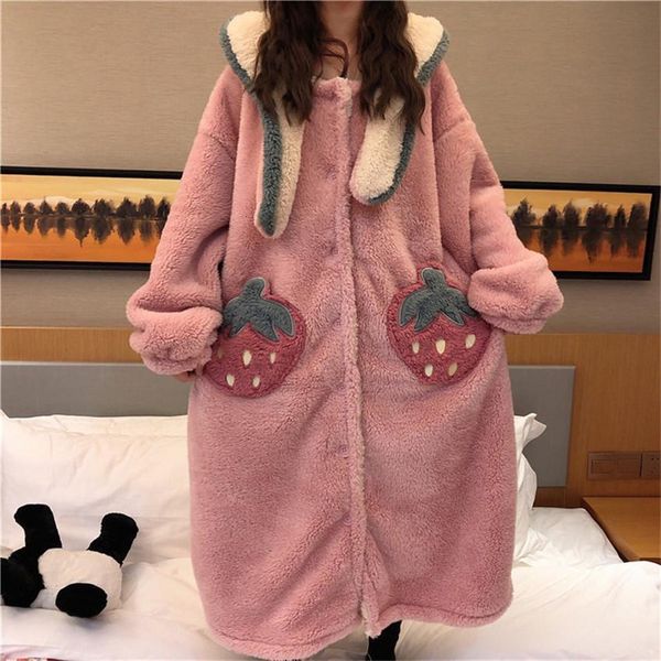 

autumn winter women long sleeve nightgown hooded flannel nightgowns girls night dress sleepwear cute princess coral fleece w1047, Black;red