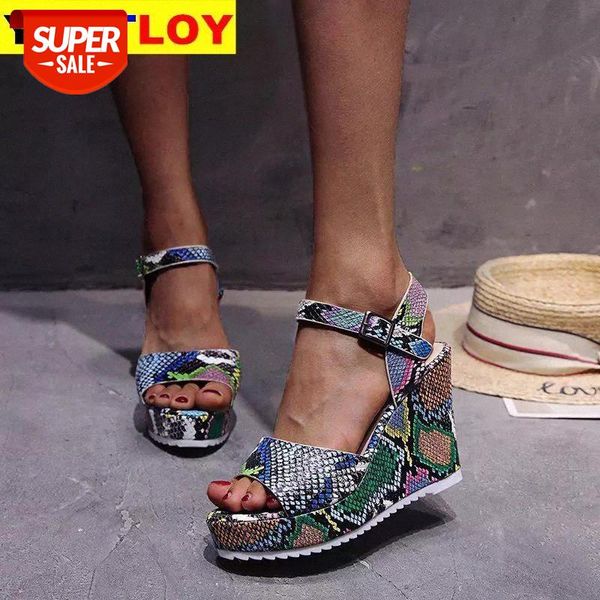 

2020 new ladies platform gladiator sandals colorful wedges summer women party wholesale shoes woman snake heel height #kp5g, Black