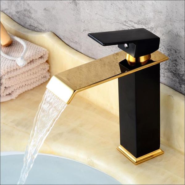 

bathroom sink faucets gold and black basin faucet brass single handle torneiras para pia de banheiro wash waterfall